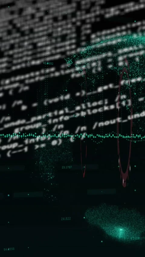 Animation of red round scanner spinning over data processing and globe against Stock Footage 344783266
