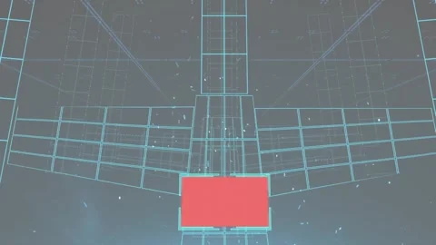 Animation of red screens and 3d model over dark background Stock Footage 327125146