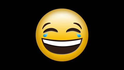 Animation of red shapes over crying with joy emoticon over black background Stock Footage 325699330