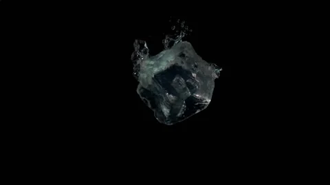 Animation of red shapes over ice cube on black background Stock Footage 330061182