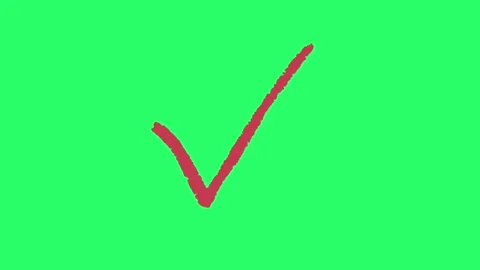 Animation red simple line check mark on green background. Stock Footage 252331963