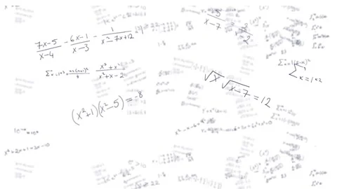 Animation of red spots over mathematical equations on white background Stock Footage 330474066