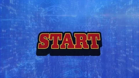 Animation of red start text with explosive vector over computer language and Stock Footage 329563976