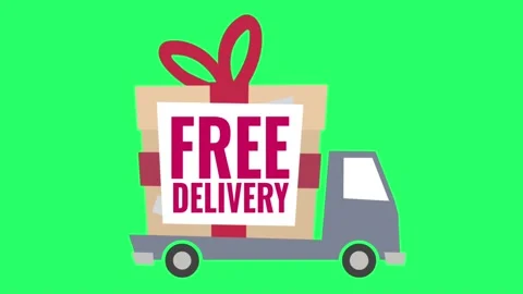 Animation red text FREE DELIVERY on green background. Stock Footage 194886137