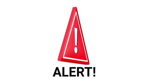 Animation of a red triangular warning sign with an exclamation mark and the word Stock Footage 317877373