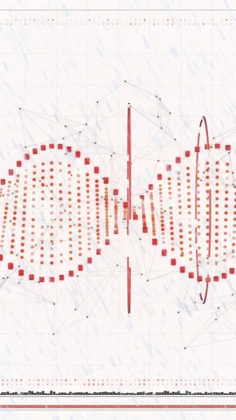 Animation of red waveform with dots and lines on white background Stock Footage 319617450