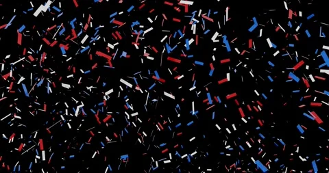 Animation of red, white and blue falling confetti on the transparent background Video stock 159347221