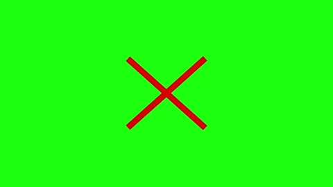 Animation of a red x shape diagonal cross on green background Stock Footage 324573004