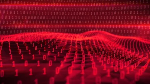 Animation of the redbinary waves vs 0 1 digits Stock Footage 76392909