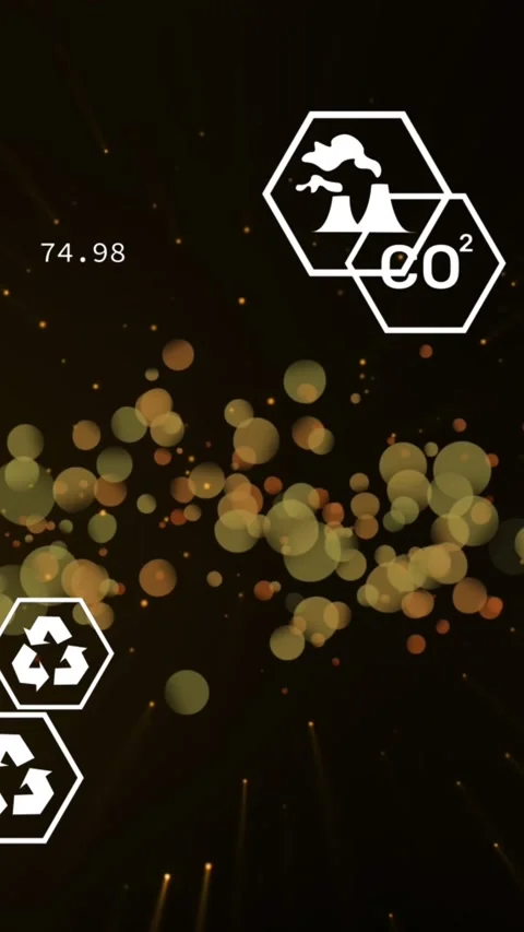 Animation of renewable energy icons with programming language over lens flare 動画素材 320983673