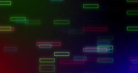 Animation of repeatable neon rectangles moving on black background Stock Footage 200478002