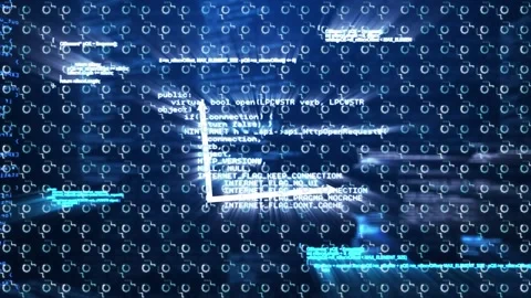 Animation of repetitive progress icons with computer coding and graphs Stock Footage 330171506