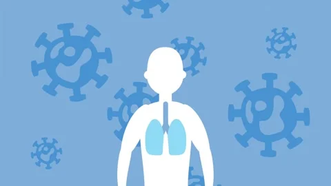 Animation representing virus particles floating around human body figure de.. Stock Footage 338425369