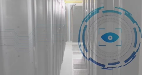 Animation of retina round scanner and microprocessor connections against Stock Footage 246734807