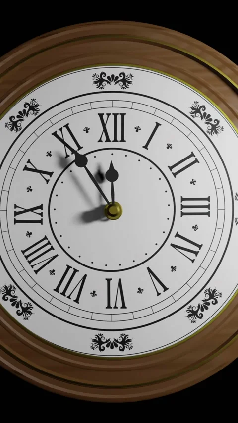 Animation of retro clock ticking showing midnight on black background Stock Footage 319514002