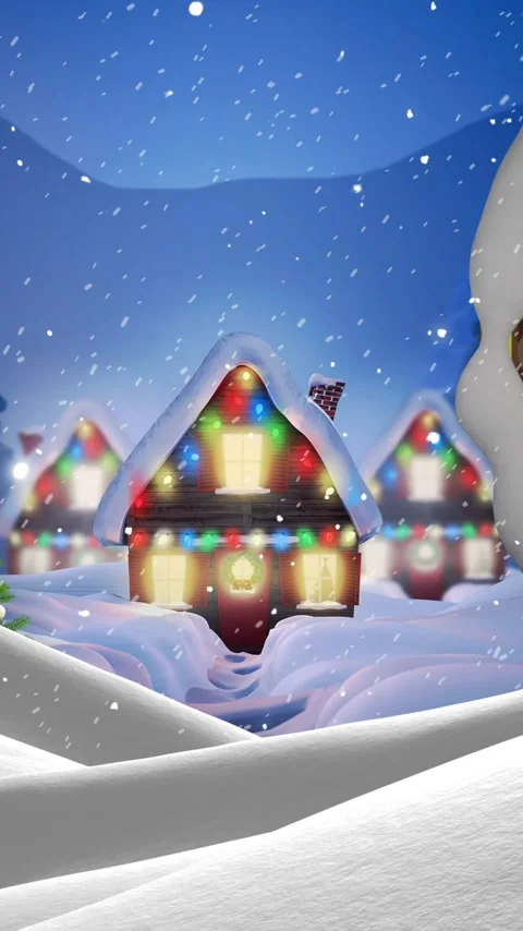 Animation of retro clock ticking showing midnight in winter scenery Vídeo Stock 343610231