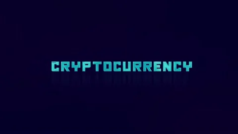 Animation of retro CRYPTOCURRENCY text glitching on blue background. Old tv Stock Footage 159832600