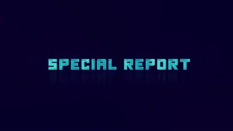 Animation of retro SPECIAL REPORT text glitching on blue background. Old tv Video stock 159833029