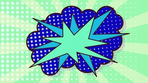 Animation of retro speech bubble over blue cloud with dots and green stripes Stock Footage 330245937