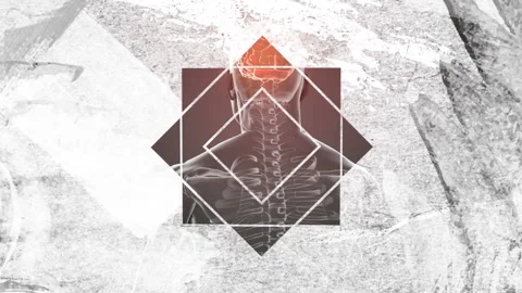Animation of rhombus and square and abstract texture over human representation Stock Footage 315839978