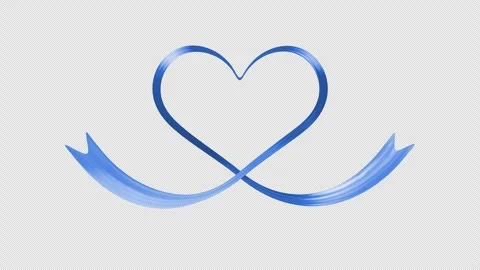 Animation of a ribbon extending into a heart shape - Blue Stock Footage 282081748