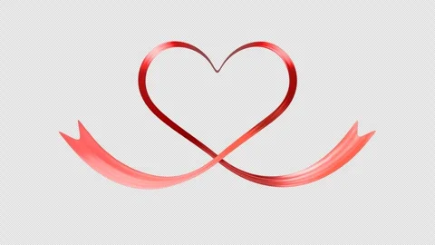Animation of a ribbon extending into a heart shape - Red Stock Footage 282081754