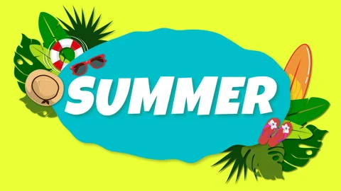 Animation of ripple wave with text SUMMER decorated with fashion accessory Stock Footage 183879364