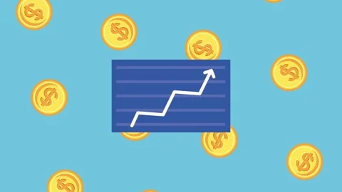 Animation of rising financial chart with falling gold dollar coins represen.. Stock-Footage 338400494