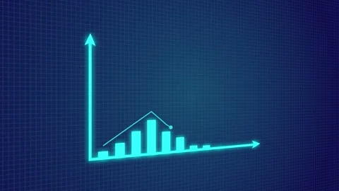 Animation of rising graph Chart following the arrow on a Blue background Video stock 319676132