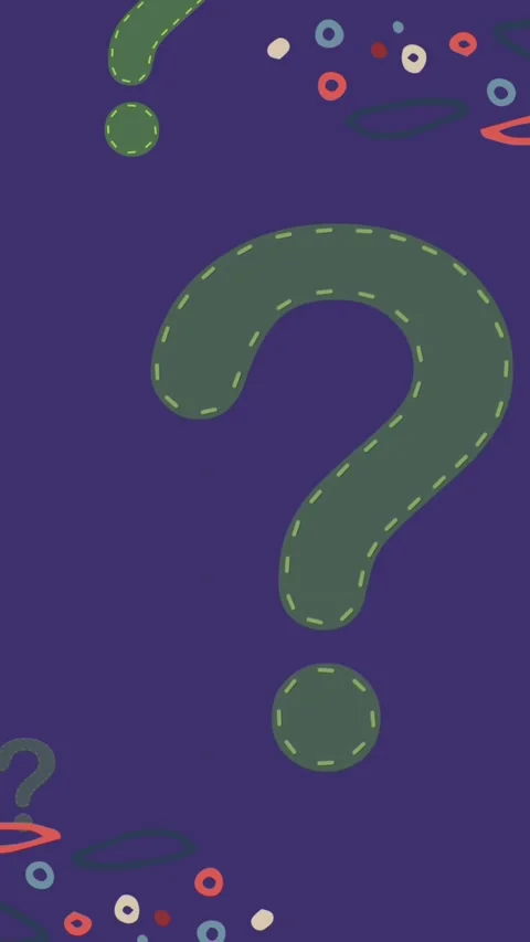 Animation of rising green question marks and colourful patterned frame on purple Stock Footage 342225196