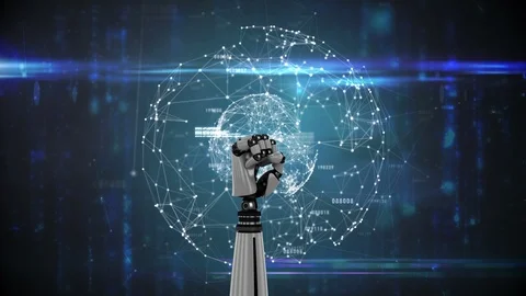 Animation of robot arm with connected lines and dots Stock Footage 110716206