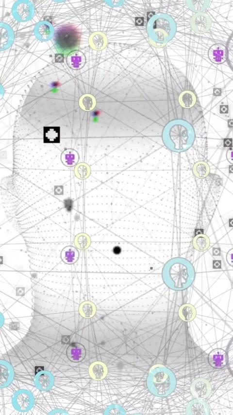 Animation of robot icons over digital human with connections Stock Footage 343610331