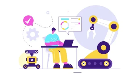 Animation of Robotics Vector Illustration Stock Footage 313717350