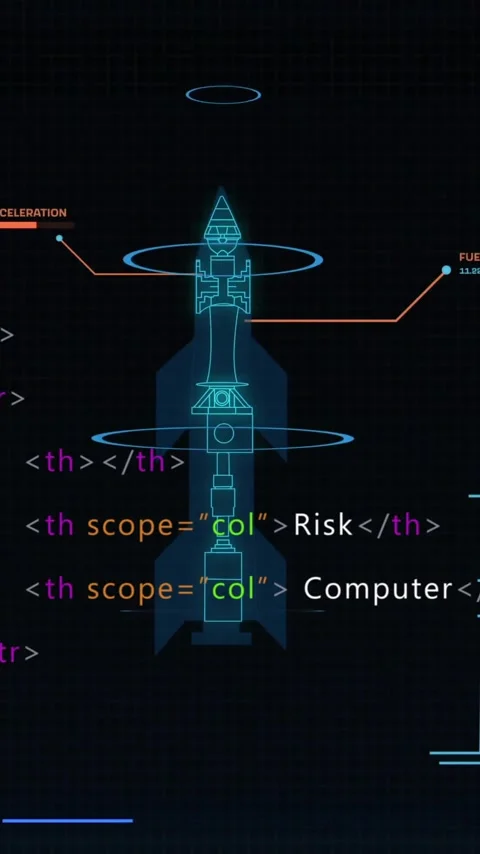 Animation of rocket diagram highlighting Spyware class with coding elements in Stock Footage 319071980