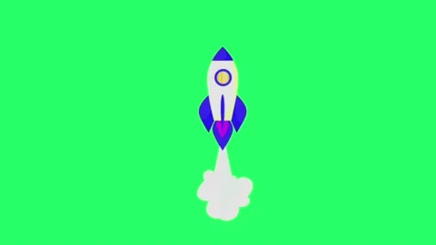 Animation rocket isolate on green background. Stock Footage 224662937