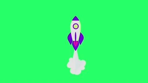 Animation rocket isolate on green background. Stock Footage 224662948