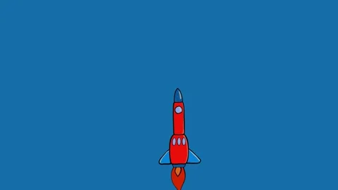 Animation rocket launch, flying in the blue sky and clouds Stock-Footage 147233967