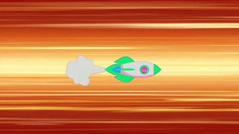 Animation rocket with orange speed line in space. Stock Footage 224663033