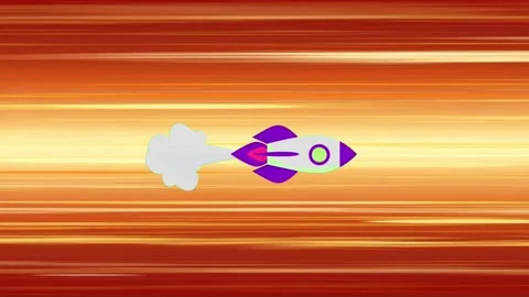 Animation rocket with orange speed line in space. Vídeo Stock 224663167