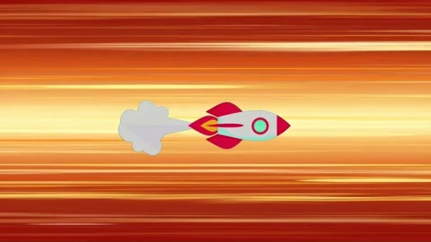 Animation rocket with orange speed line in space. Stock Footage 224663192