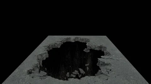 Animation of rocks collapsing with alpha, detailed fracture surface, front view Stock Footage 142003957