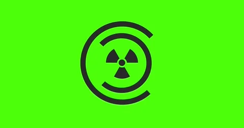 Animation rotate green screen nuclear symbol icon Stock Footage 333181147
