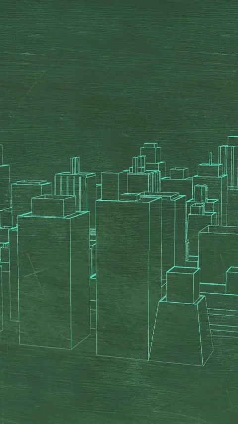 Animation of rotating 3d model of modern buildings against abstract background Vídeos de archivo 344693467