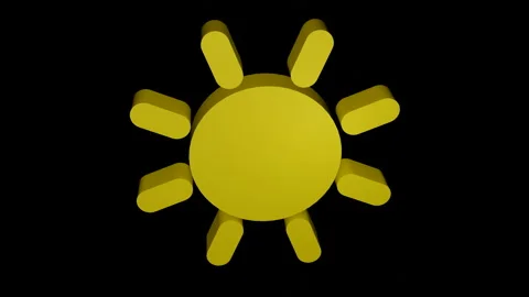 Animation of a rotating 3D sun icon, weather forecast on a black background Stock Footage 276271791