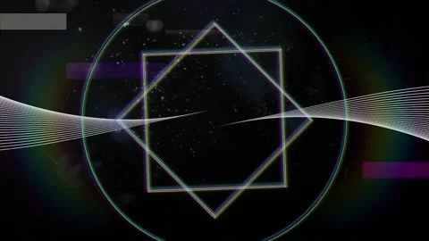 Animation of rotating 3d white line shapes, parallel lines and prismatic light Stock Footage 201434337