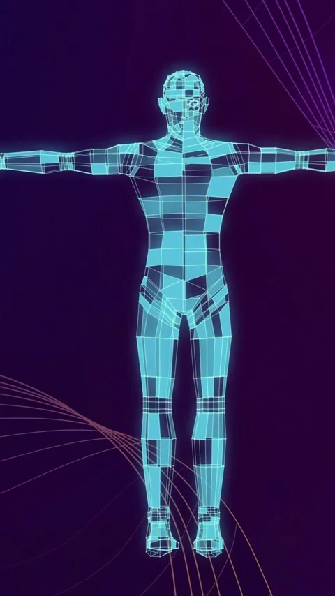 Animation of rotating blue 3d body and network structure on dark background Stock Footage 323781669