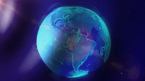 Animation Rotating Blue Planet Earth. Fabric structure Vídeo Stock 201733669