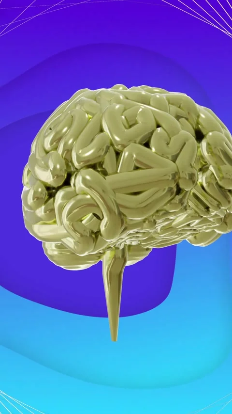 Animation of rotating brain over 3d network structure on abstract blue Stock Footage 323781660