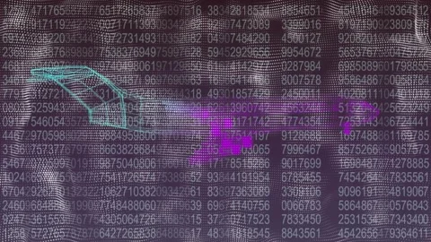 Animation of rotating brain over computer code and black background with data Stock Footage 327964243