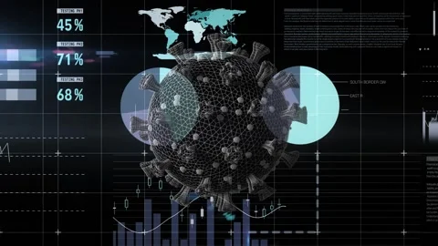 Animation of rotating brain over digital model of human brain and data Stock Footage 328302874